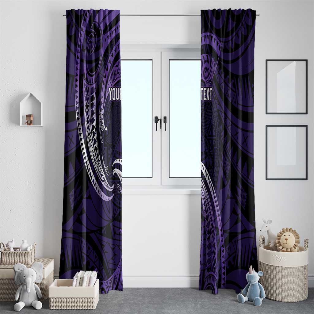 Manua Segaula American Samoa High School Personalized Window Curtain Polynesian Wave Style