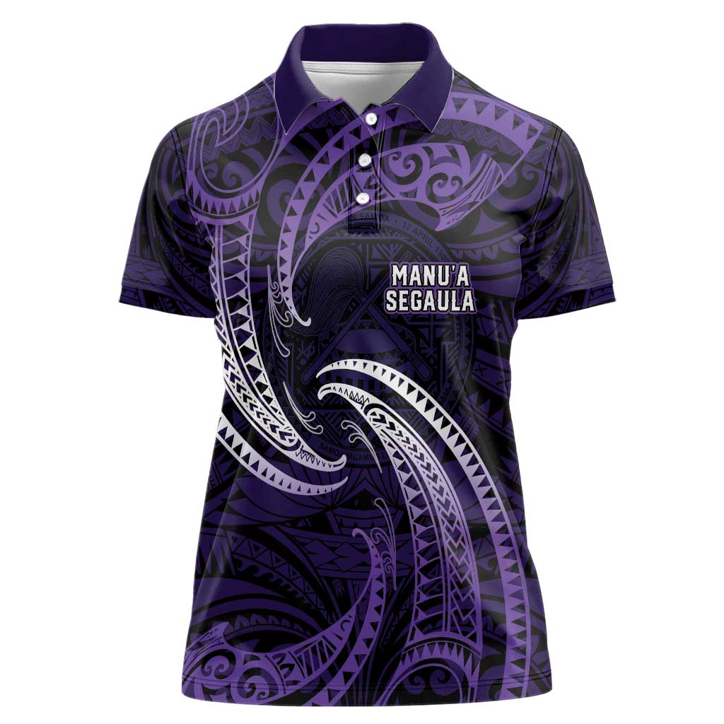 Manua Segaula American Samoa High School Personalized Women Polo Shirt Polynesian Wave Style