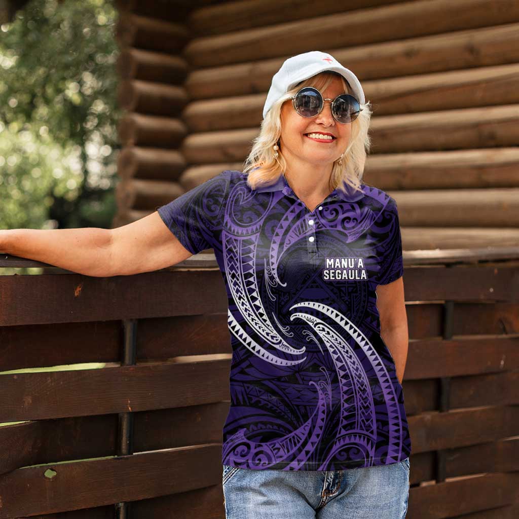 Manua Segaula American Samoa High School Personalized Women Polo Shirt Polynesian Wave Style