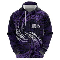 Manua Segaula American Samoa High School Personalized Zip Hoodie Polynesian Wave Style