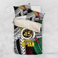 Ni-Van Vanuatu 45th Yumi Yumi Yumi Bedding Set Vanuatuan Boar Tusk Polynesian Pattern LT9 US Twin 172cm x 218cm Black - Polynesian Pride