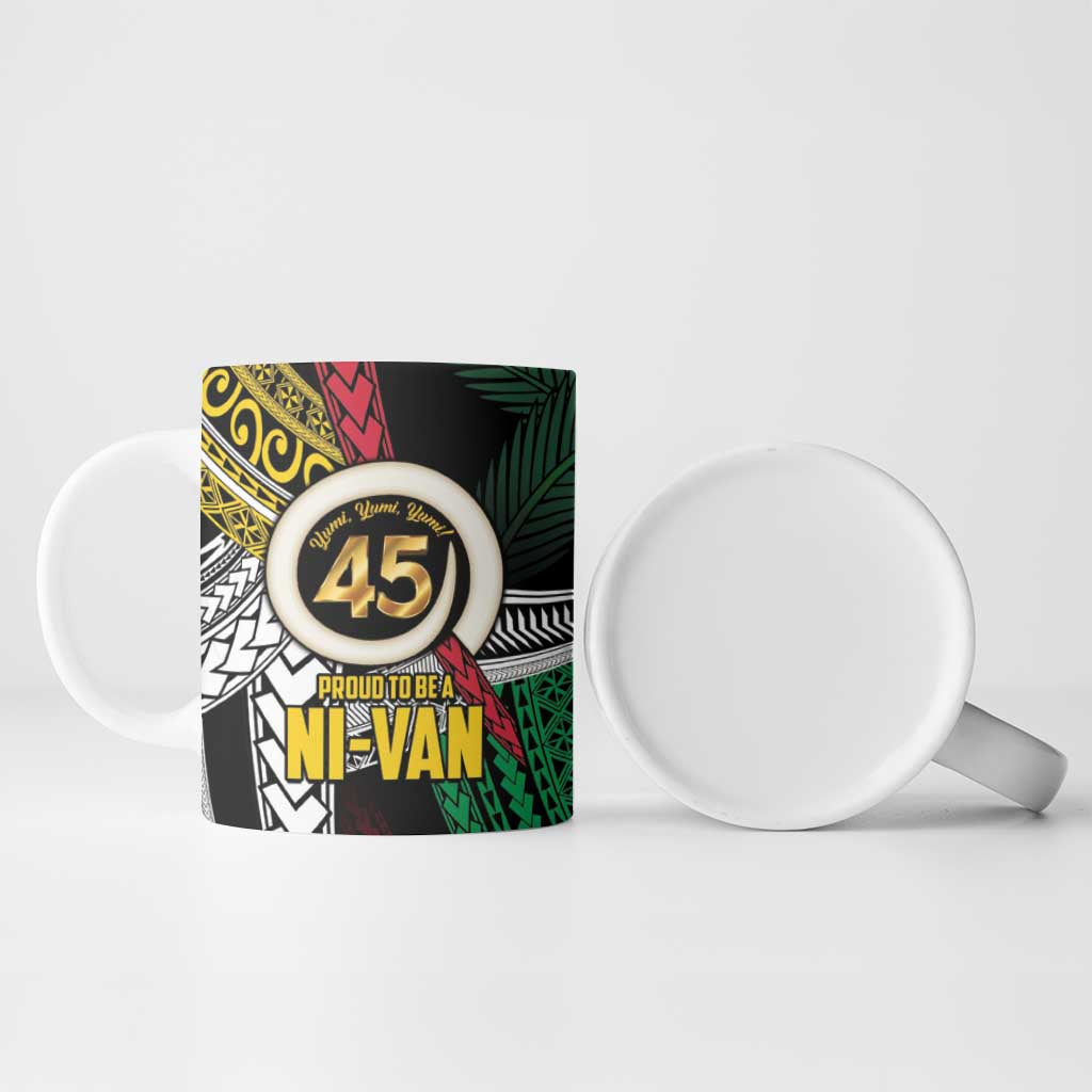 Ni-Van Vanuatu 45th Yumi Yumi Yumi Ceramic Mug Vanuatuan Boar Tusk Polynesian Pattern - Polynesian Pride