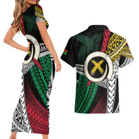 Ni-Van Vanuatu 45th Yumi Yumi Yumi Couples Matching Short Sleeve Bodycon Dress and Hawaiian Shirt Vanuatuan Boar Tusk Polynesian Pattern LT9 - Polynesian Pride