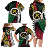 Ni-Van Vanuatu 45th Yumi Yumi Yumi Family Matching Long Sleeve Bodycon Dress and Hawaiian Shirt Vanuatuan Boar Tusk Polynesian Pattern LT9 - Polynesian Pride