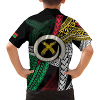 Ni-Van Vanuatu 45th Yumi Yumi Yumi Family Matching Off The Shoulder Long Sleeve Dress and Hawaiian Shirt Vanuatuan Boar Tusk Polynesian Pattern LT9 - Polynesian Pride