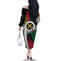 Ni-Van Vanuatu 45th Yumi Yumi Yumi Family Matching Off The Shoulder Long Sleeve Dress and Hawaiian Shirt Vanuatuan Boar Tusk Polynesian Pattern LT9 - Polynesian Pride