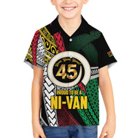 Ni-Van Vanuatu 45th Yumi Yumi Yumi Family Matching Off The Shoulder Long Sleeve Dress and Hawaiian Shirt Vanuatuan Boar Tusk Polynesian Pattern LT9 Son's Shirt Black - Polynesian Pride