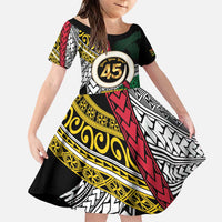 Ni-Van Vanuatu 45th Yumi Yumi Yumi Family Matching Puletasi and Hawaiian Shirt Vanuatuan Boar Tusk Polynesian Pattern LT9 Daughter's Dress Black - Polynesian Pride