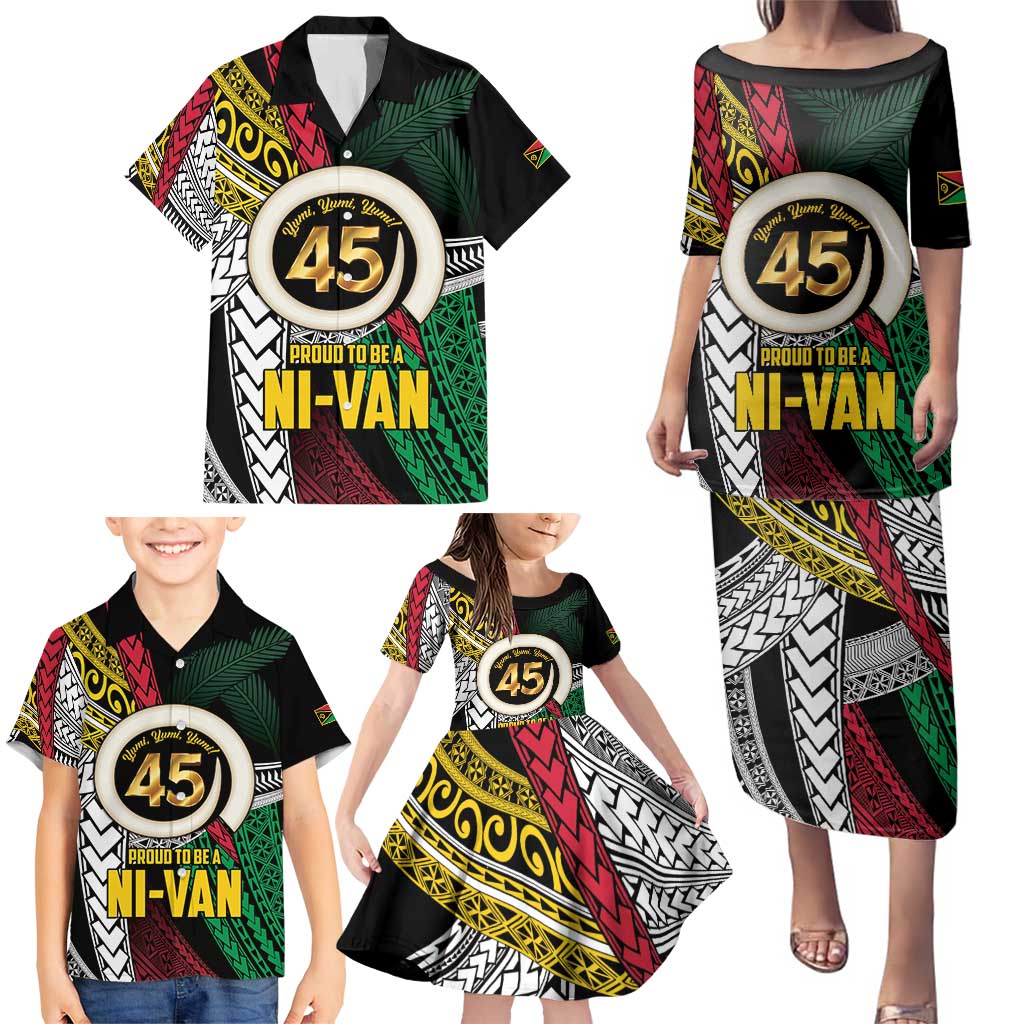 Ni-Van Vanuatu 45th Yumi Yumi Yumi Family Matching Puletasi and Hawaiian Shirt Vanuatuan Boar Tusk Polynesian Pattern LT9 - Polynesian Pride