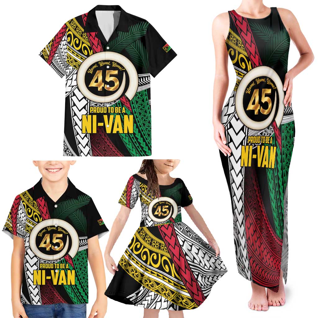 Ni-Van Vanuatu 45th Yumi Yumi Yumi Family Matching Tank Maxi Dress and Hawaiian Shirt Vanuatuan Boar Tusk Polynesian Pattern LT9 - Polynesian Pride