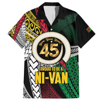 Ni-Van Vanuatu 45th Yumi Yumi Yumi Family Matching Tank Maxi Dress and Hawaiian Shirt Vanuatuan Boar Tusk Polynesian Pattern LT9 Dad's Shirt - Short Sleeve Black - Polynesian Pride