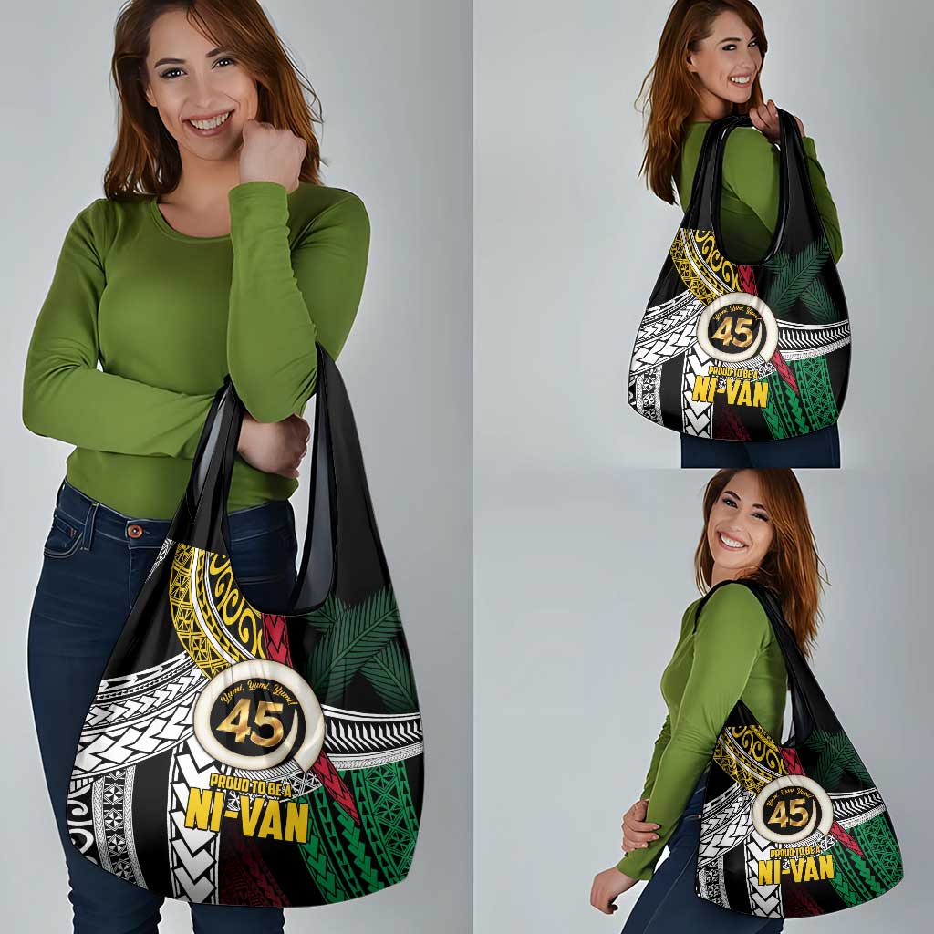 Ni-Van Vanuatu 45th Yumi Yumi Yumi Grocery Bag Vanuatuan Boar Tusk Polynesian Pattern