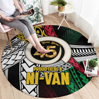 Ni-Van Vanuatu 45th Yumi Yumi Yumi Round Carpet Vanuatuan Boar Tusk Polynesian Pattern LT9 - Polynesian Pride