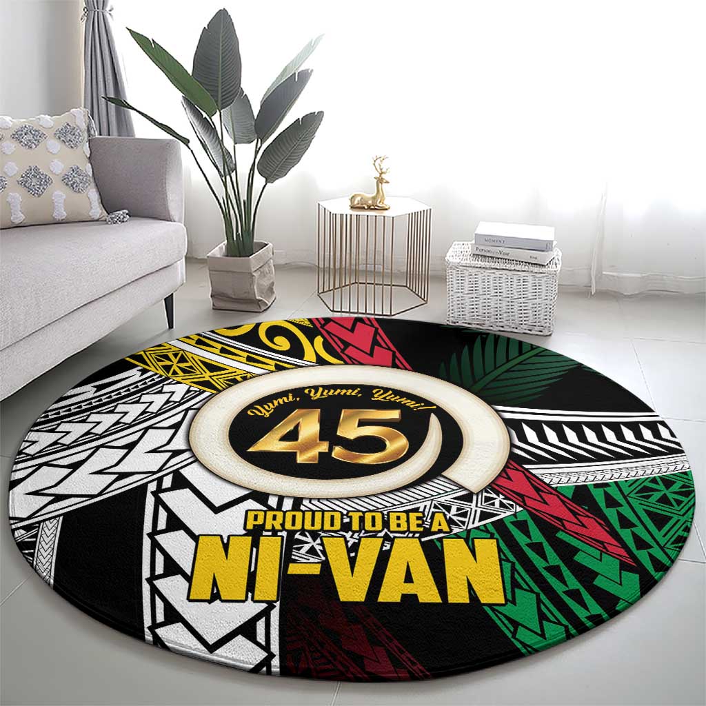 Ni-Van Vanuatu 45th Yumi Yumi Yumi Round Carpet Vanuatuan Boar Tusk Polynesian Pattern LT9 - Polynesian Pride