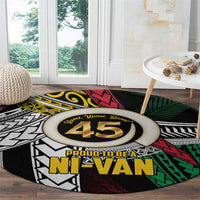 Ni-Van Vanuatu 45th Yumi Yumi Yumi Round Carpet Vanuatuan Boar Tusk Polynesian Pattern LT9 - Polynesian Pride