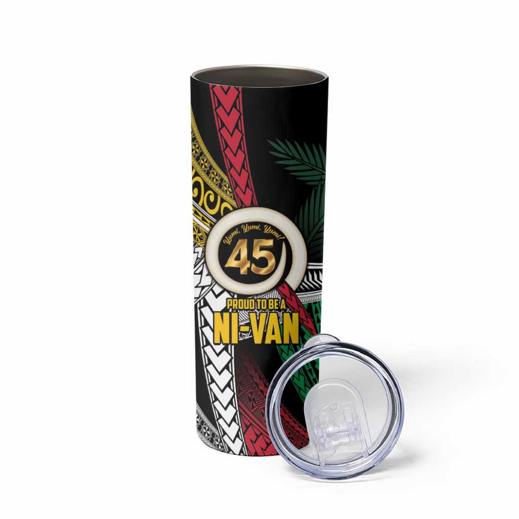 Ni-Van Vanuatu 45th Yumi Yumi Yumi Skinny Tumbler Vanuatuan Boar Tusk Polynesian Pattern LT9 - Polynesian Pride