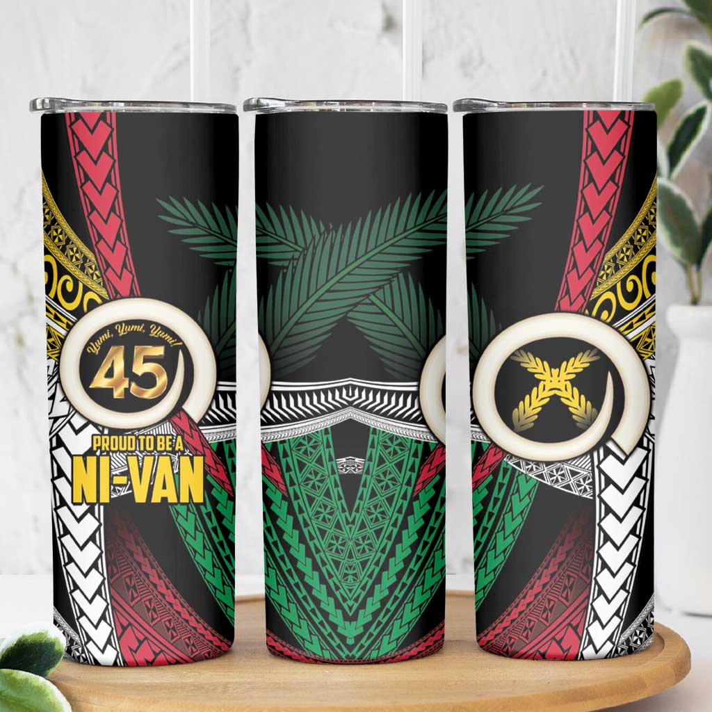 Ni-Van Vanuatu 45th Yumi Yumi Yumi Skinny Tumbler Vanuatuan Boar Tusk Polynesian Pattern LT9 - Polynesian Pride