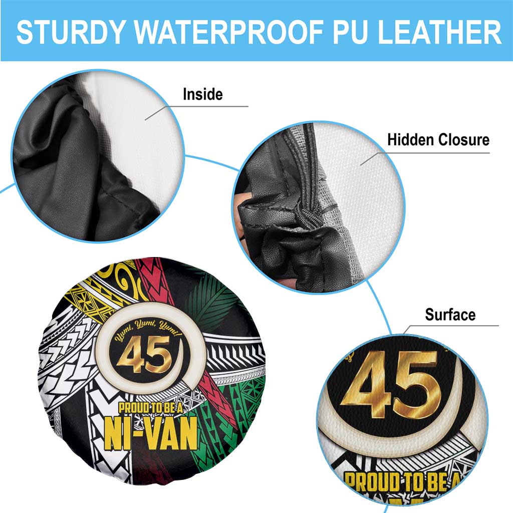 Ni-Van Vanuatu 45th Yumi Yumi Yumi Spare Tire Cover Vanuatuan Boar Tusk Polynesian Pattern