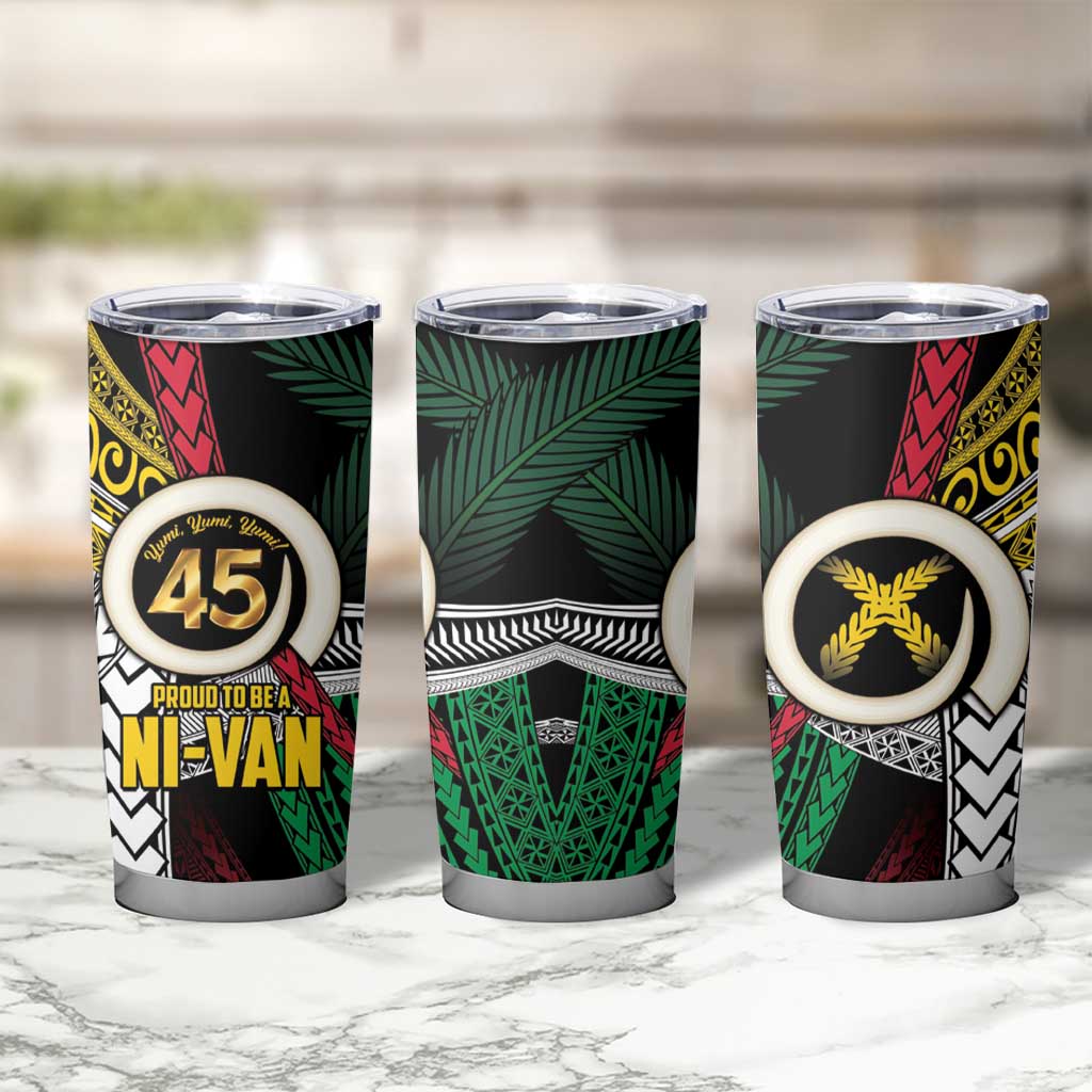 Ni-Van Vanuatu 45th Yumi Yumi Yumi Tumbler Cup Vanuatuan Boar Tusk Polynesian Pattern