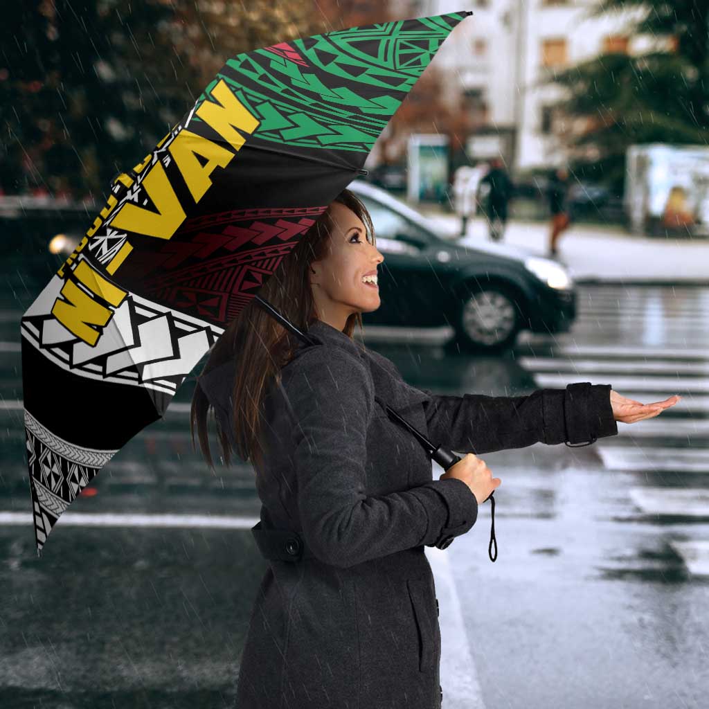 Ni-Van Vanuatu 45th Yumi Yumi Yumi Umbrella Vanuatuan Boar Tusk Polynesian Pattern - Polynesian Pride