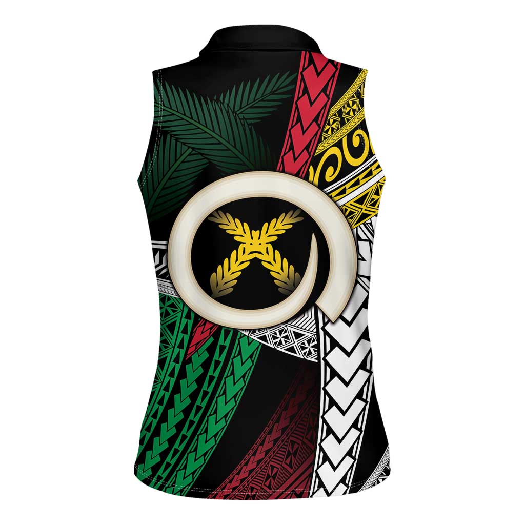 Ni-Van Vanuatu 45th Yumi Yumi Yumi Women Sleeveless Polo Shirt Vanuatuan Boar Tusk Polynesian Pattern LT9 - Polynesian Pride