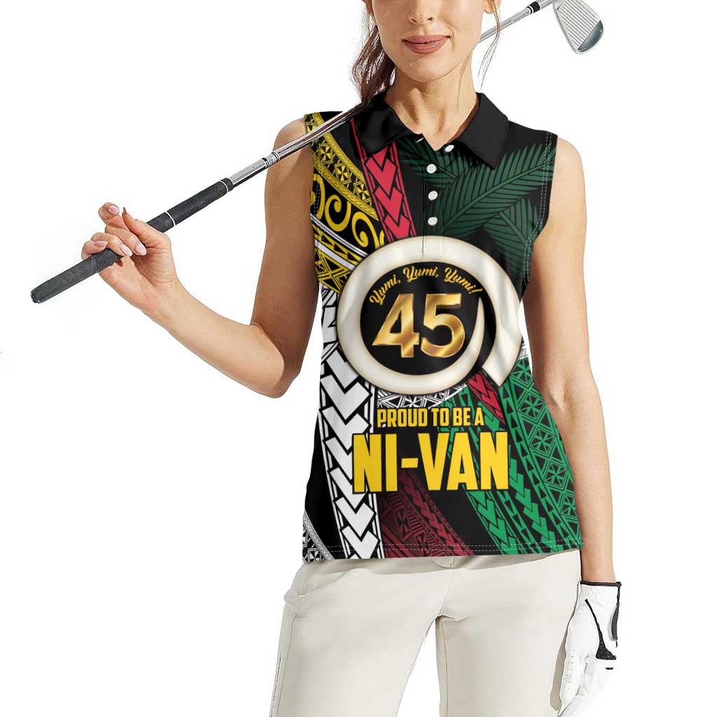 Ni-Van Vanuatu 45th Yumi Yumi Yumi Women Sleeveless Polo Shirt Vanuatuan Boar Tusk Polynesian Pattern LT9 - Polynesian Pride