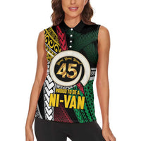 Ni-Van Vanuatu 45th Yumi Yumi Yumi Women Sleeveless Polo Shirt Vanuatuan Boar Tusk Polynesian Pattern LT9 - Polynesian Pride