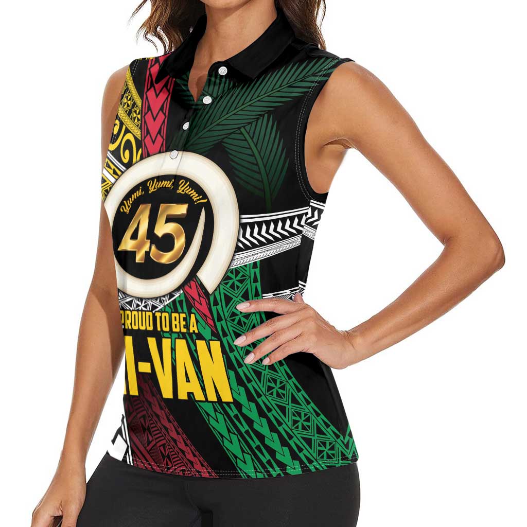 Ni-Van Vanuatu 45th Yumi Yumi Yumi Women Sleeveless Polo Shirt Vanuatuan Boar Tusk Polynesian Pattern LT9 - Polynesian Pride