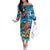 Hawaiian Flamingo Hibiscus Personalised Family Matching Off The Shoulder Long Sleeve Dress and Hawaiian Shirt Blue Summer Tropical Flowers - Polynesian Pride