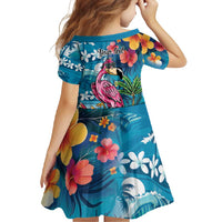 Hawaiian Flamingo Hibiscus Personalised Family Matching Summer Maxi Dress and Hawaiian Shirt Blue Summer Tropical Flowers LT9 - Polynesian Pride