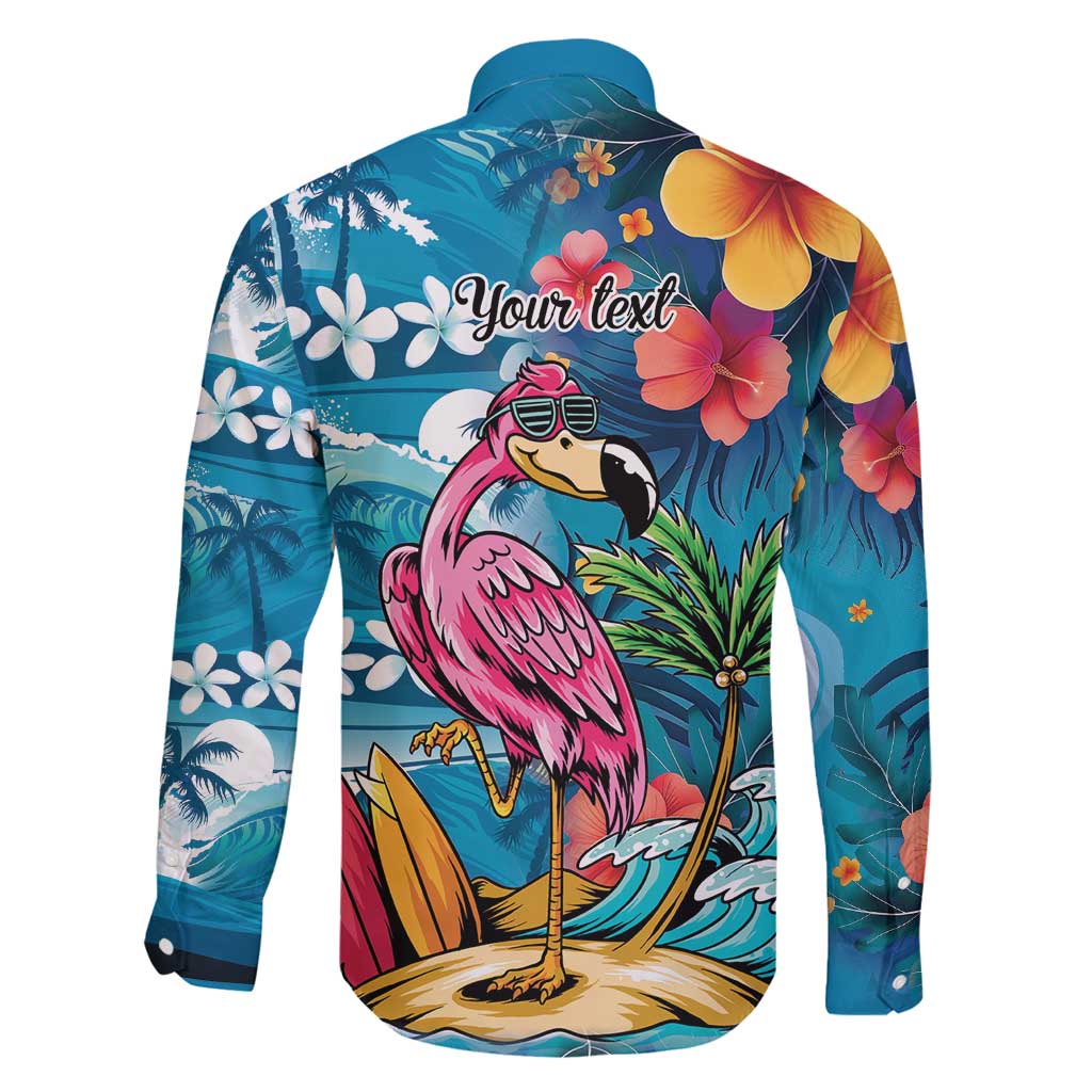Hawaiian Flamingo Hibiscus Personalised Family Matching Summer Maxi Dress and Hawaiian Shirt Blue Summer Tropical Flowers LT9 - Polynesian Pride