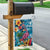 Hawaiian Flamingo Hibiscus Personalised Garden Flag Blue Summer Tropical Flowers - Polynesian Pride