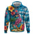 Hawaiian Flamingo Hibiscus Personalised Hoodie Blue Summer Tropical Flowers - Polynesian Pride