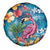 Hawaiian Flamingo Hibiscus Personalised Spare Tire Cover Blue Summer Tropical Flowers - Polynesian Pride