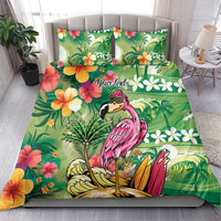 Hawaiian Flamingo Hibiscus Personalised Bedding Set Green Summer Tropical Flowers LT9 - Polynesian Pride