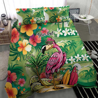Hawaiian Flamingo Hibiscus Personalised Bedding Set Green Summer Tropical Flowers LT9 - Polynesian Pride