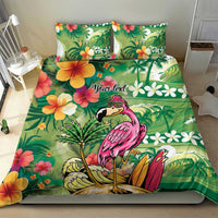 Hawaiian Flamingo Hibiscus Personalised Bedding Set Green Summer Tropical Flowers LT9 - Polynesian Pride