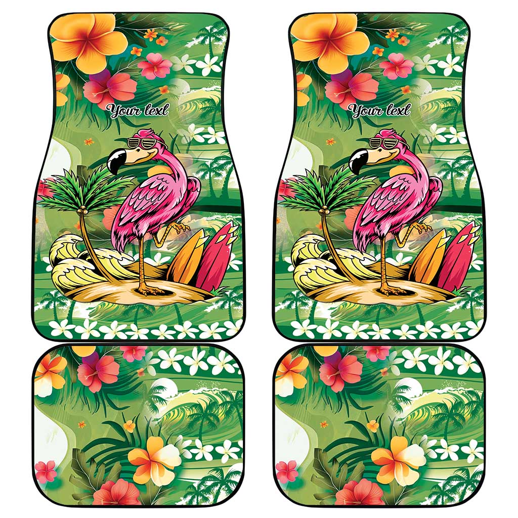Hawaiian Flamingo Hibiscus Personalised Car Mats Green Summer Tropical Flowers LT9 - Polynesian Pride