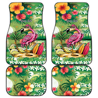 Hawaiian Flamingo Hibiscus Personalised Car Mats Green Summer Tropical Flowers LT9 - Polynesian Pride