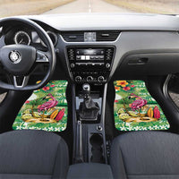 Hawaiian Flamingo Hibiscus Personalised Car Mats Green Summer Tropical Flowers LT9 Set 2pcs - Front Green - Polynesian Pride
