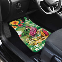 Hawaiian Flamingo Hibiscus Personalised Car Mats Green Summer Tropical Flowers LT9 - Polynesian Pride