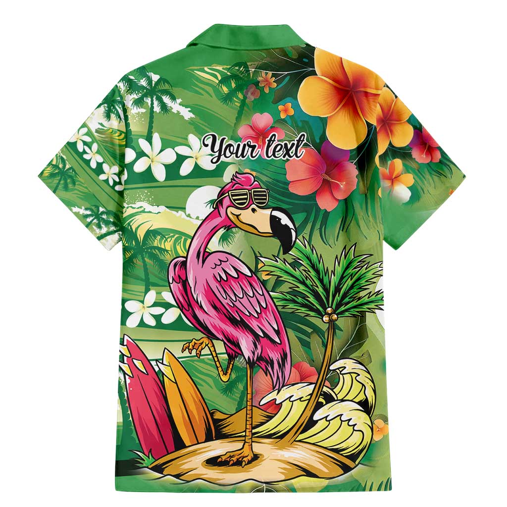 Hawaiian Flamingo Hibiscus Personalised Family Matching Mermaid Dress and Hawaiian Shirt Green Summer Tropical Flowers LT9 - Polynesian Pride