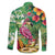 Hawaiian Flamingo Hibiscus Personalised Family Matching Off The Shoulder Long Sleeve Dress and Hawaiian Shirt Green Summer Tropical Flowers - Polynesian Pride