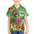 Hawaiian Flamingo Hibiscus Personalised Family Matching Off The Shoulder Long Sleeve Dress and Hawaiian Shirt Green Summer Tropical Flowers - Polynesian Pride