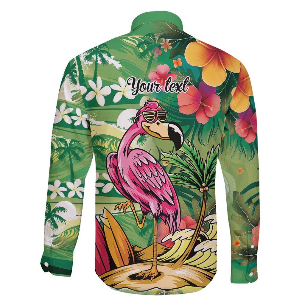 Hawaiian Flamingo Hibiscus Personalised Family Matching Puletasi and Hawaiian Shirt Green Summer Tropical Flowers LT9 - Polynesian Pride