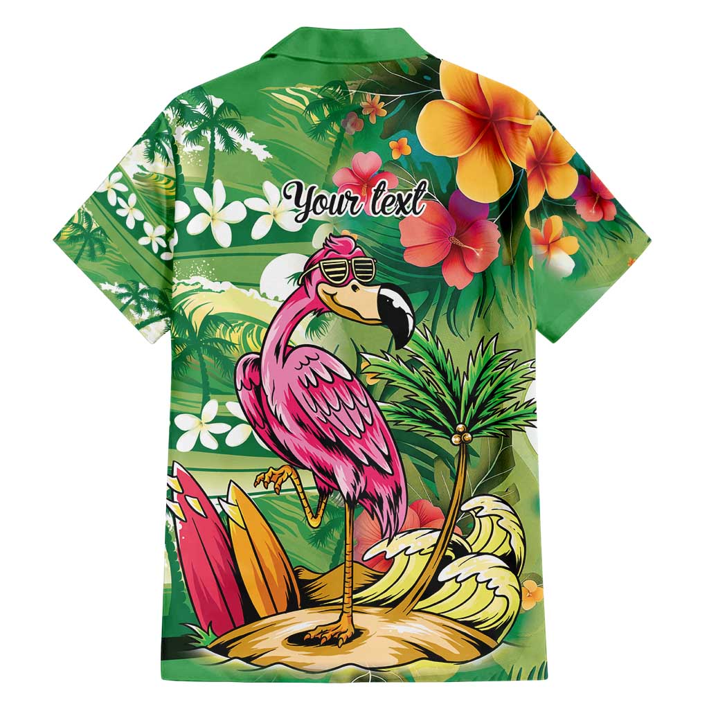 Hawaiian Flamingo Hibiscus Personalised Family Matching Tank Maxi Dress and Hawaiian Shirt Green Summer Tropical Flowers LT9 - Polynesian Pride