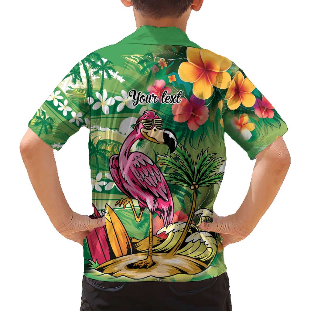 Hawaiian Flamingo Hibiscus Personalised Hawaiian Shirt Green Summer Tropical Flowers - Polynesian Pride