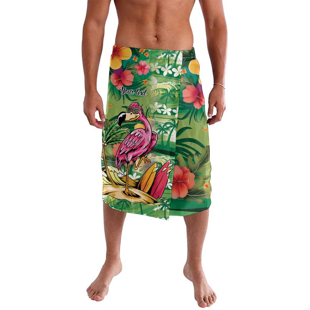 Hawaiian Flamingo Hibiscus Personalised Lavalava Green Summer Tropical Flowers LT9 Green - Polynesian Pride