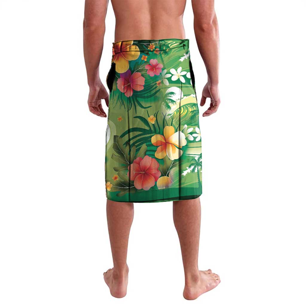 Hawaiian Flamingo Hibiscus Personalised Lavalava Green Summer Tropical Flowers LT9 - Polynesian Pride