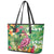 Hawaiian Flamingo Hibiscus Personalised Leather Tote Bag Green Summer Tropical Flowers - Polynesian Pride
